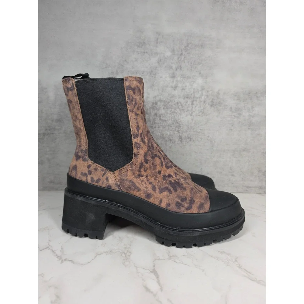 Timberland Kori Park Leopard Print Chelsea Boots Brown A5VPC Womens 7.5